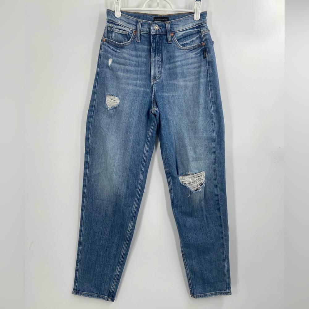 Silver Jeans Relaxed Mom Jeans Distressed Denim 26